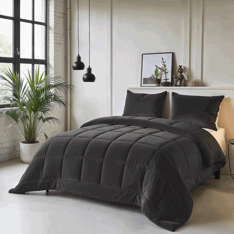 Lazy all-in-one 200 x 200 cm duvet and duvet cover Velvet - anthracite - lifestyle image