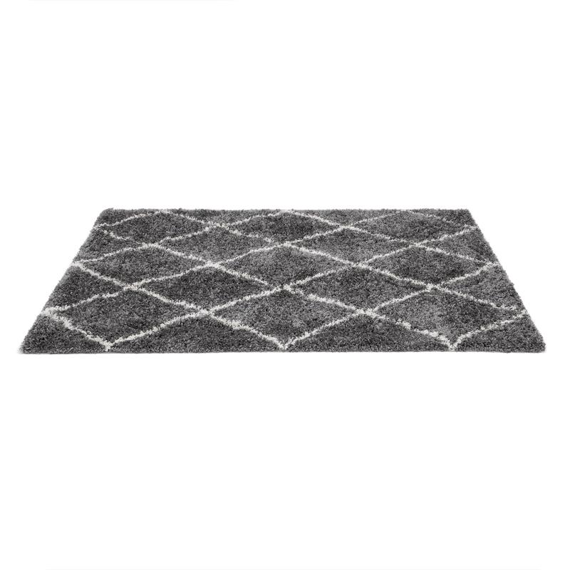  The Grey rug with chequered pattern up  close