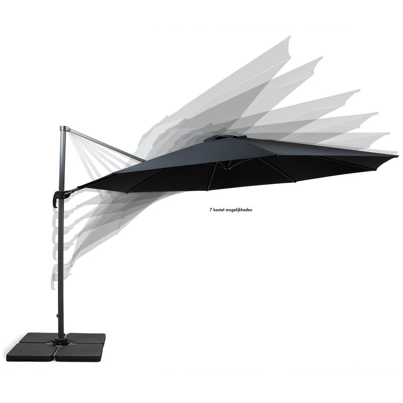 Floating parasol adjustable in 7 positions