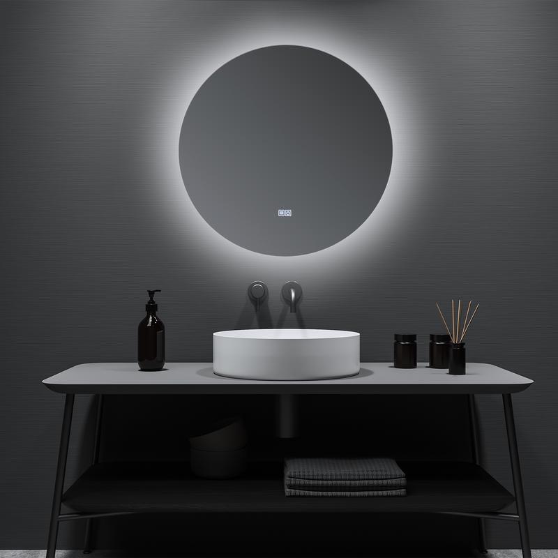 Miroir Salle Bain LED Rond: Miroir Salle de Bain Noir 60 cm