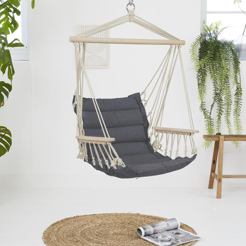 Anthracite hanging chair in the living room