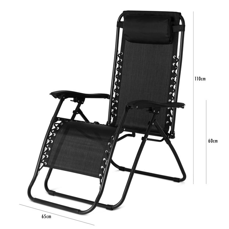 Afmetingen van de comfortabele ligstoel zwart
