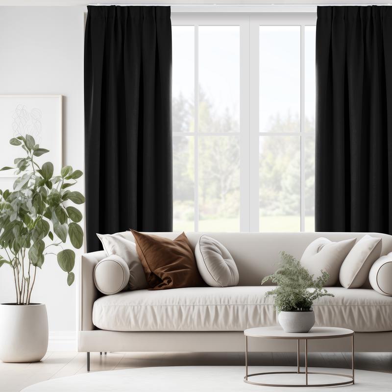 Blackout curtains - Black in the living room