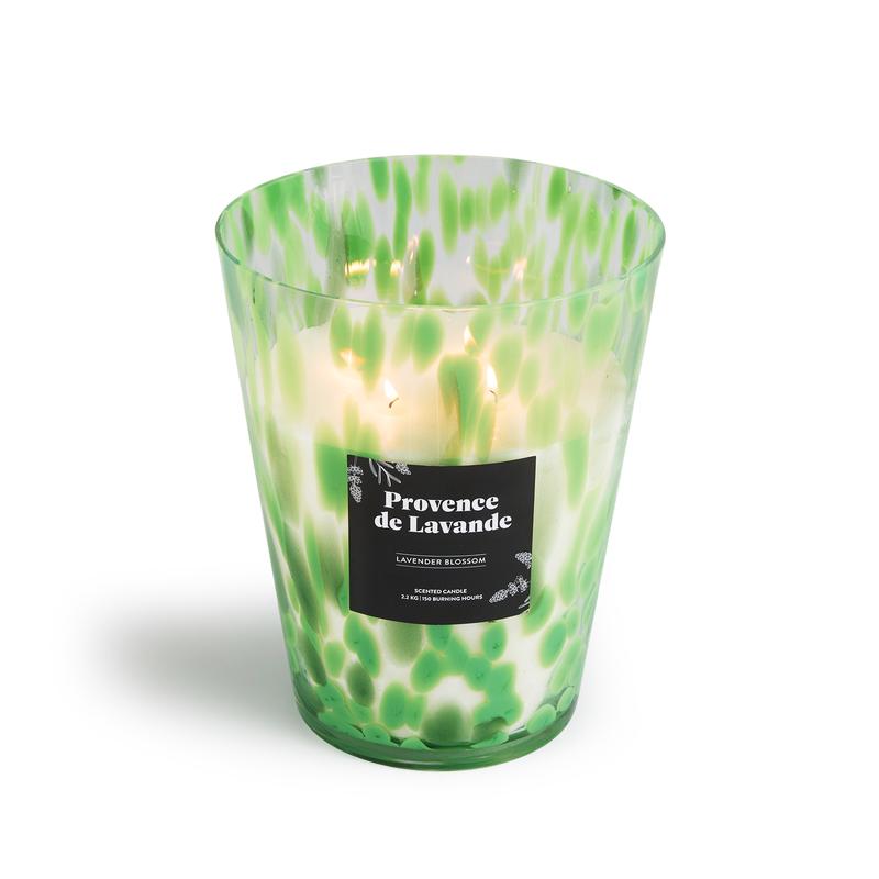 Bougie parfumée XL premium dans un bougeoir vert