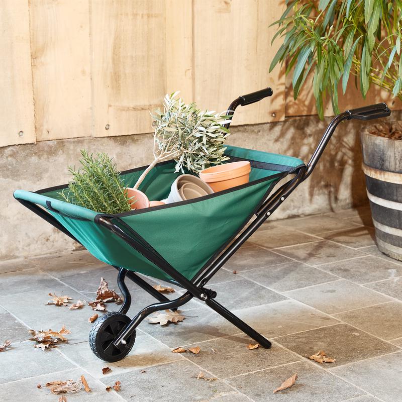 Folding wheelbarrow - in use in the garden