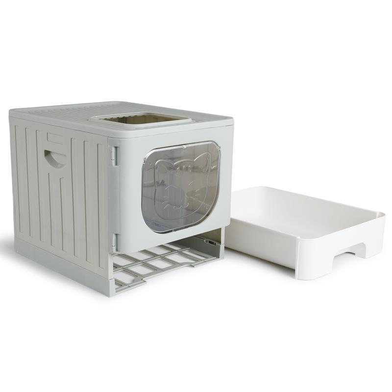 Litter box with tray on the side