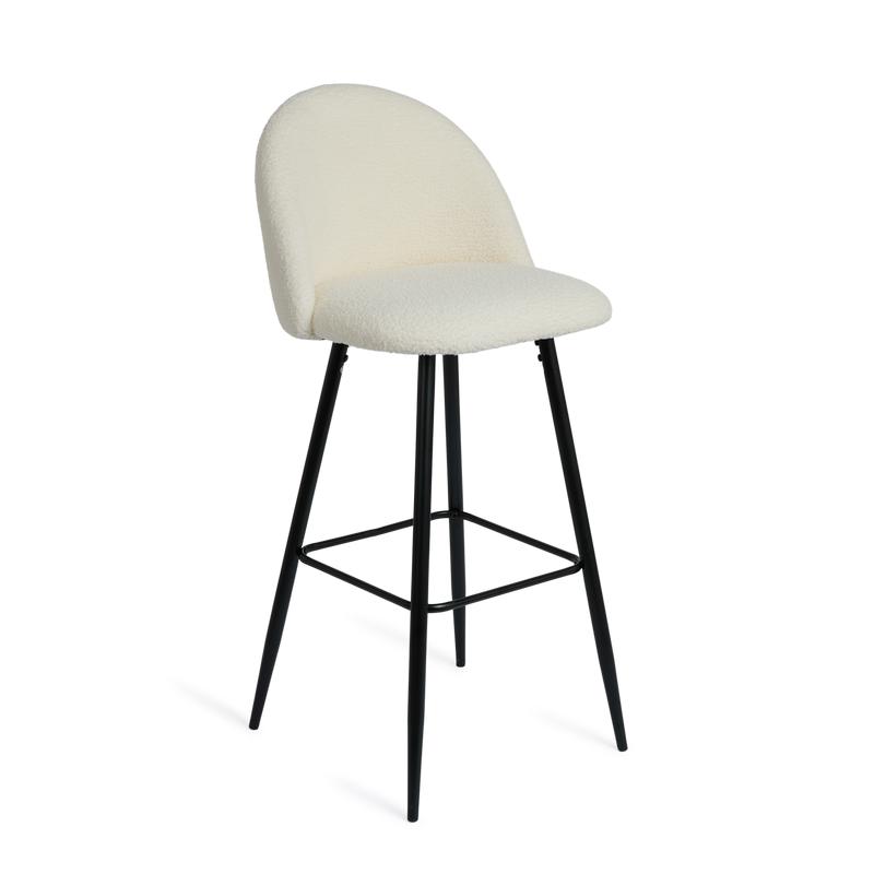 Bar stool Teddy set of 2 - Cream white side view