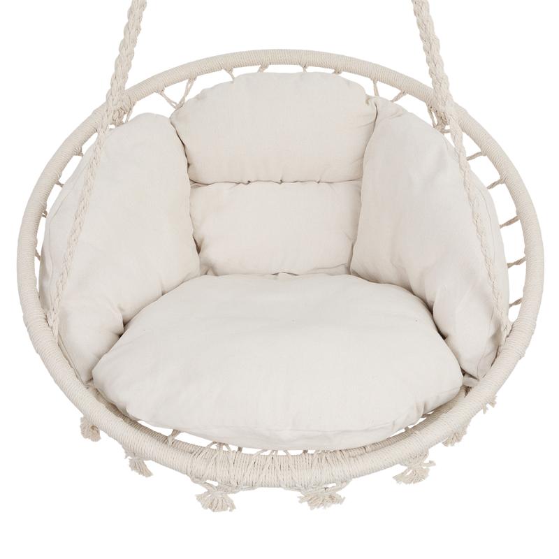 Macramé hanging chair - close-up front view