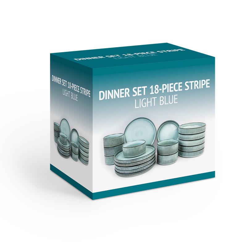 Dinner set Stripe - Light blue - Packaging