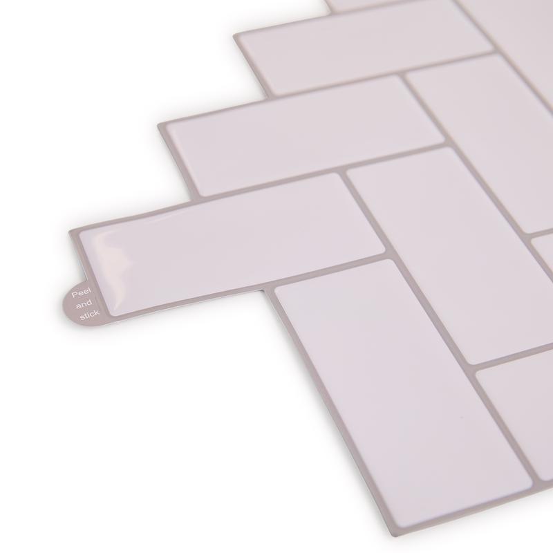 Plakstrips keuken/badkamer 23 stuks (2m2) - creme visgraat close-up plakrand