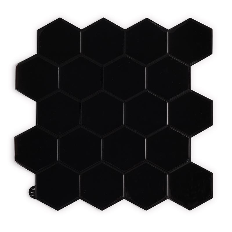 Plakstrips keuken/badkamer 23 stuks (2m2) - Hexagon zwart 