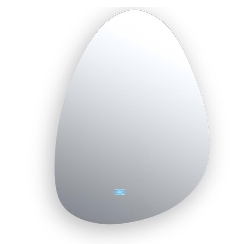 Asymmetric mirror with LED lighting front view