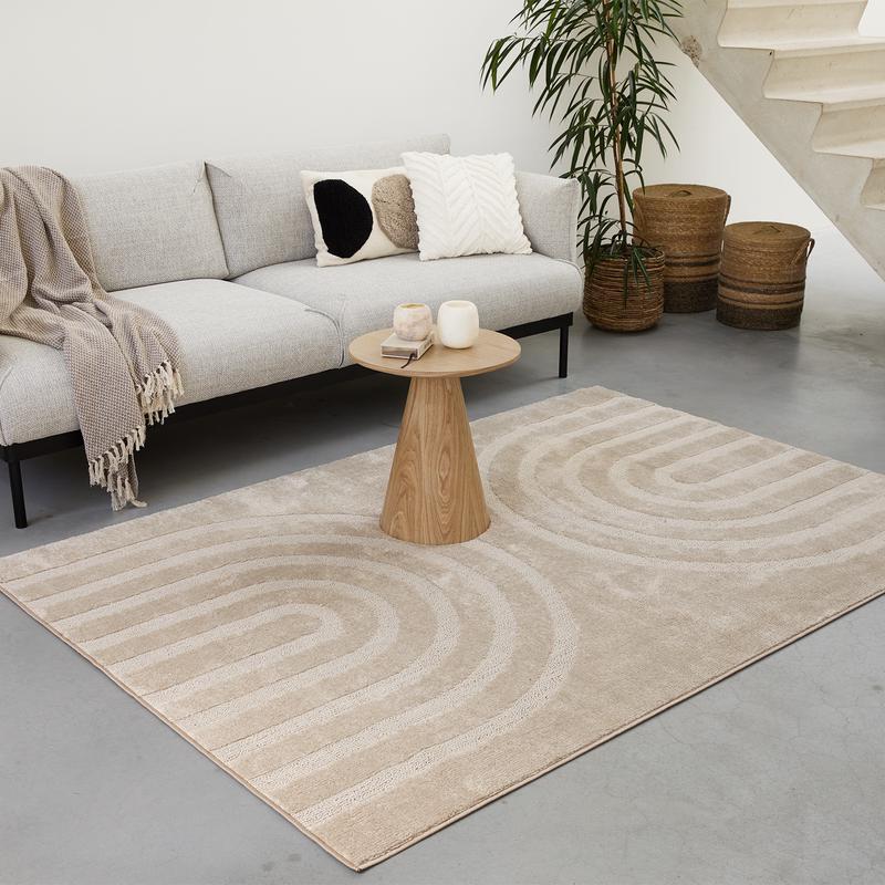 Tapis taupe 160 x 230 cm dans un salon