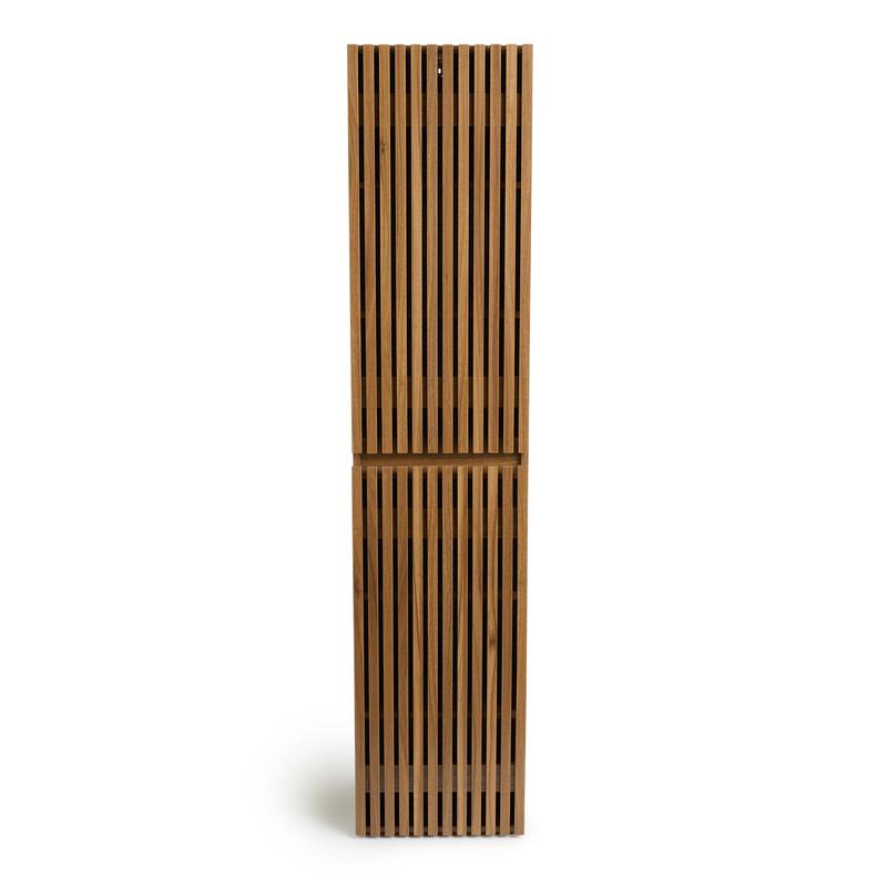 Bathroom cabinet with slats in wood colour front view