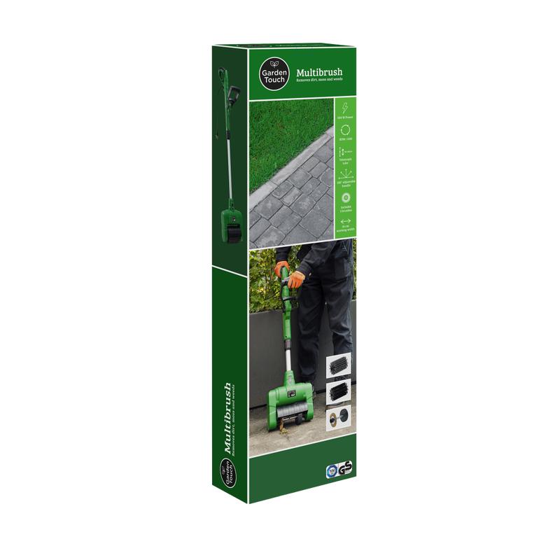 Electric multi-cleaning patio brush in packaging