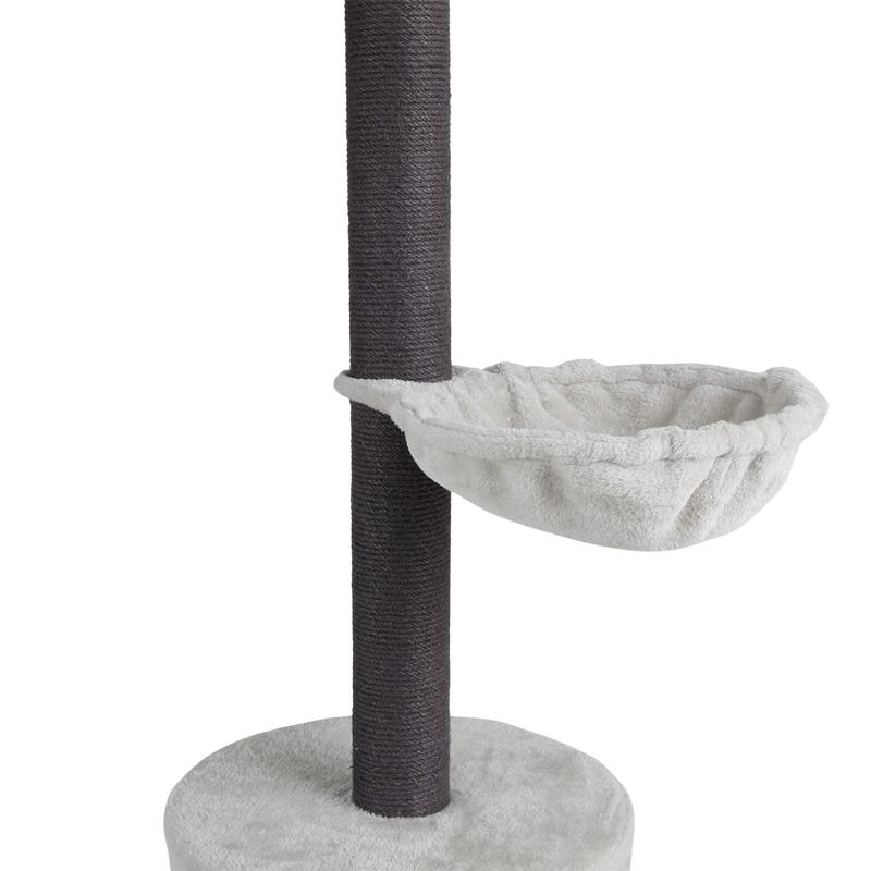 Height-adjustable scratching post with hammock