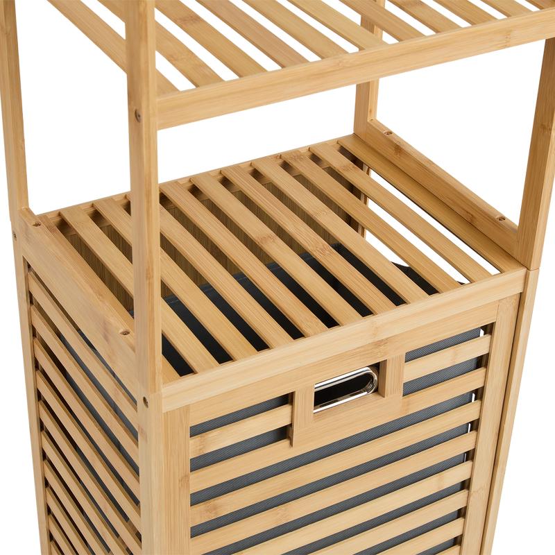 Luxury bamboo laundry basket 25 litres - close-up