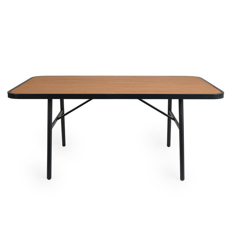 Front view of brown outdoor dining table - 170 x 90 x 75 cm 