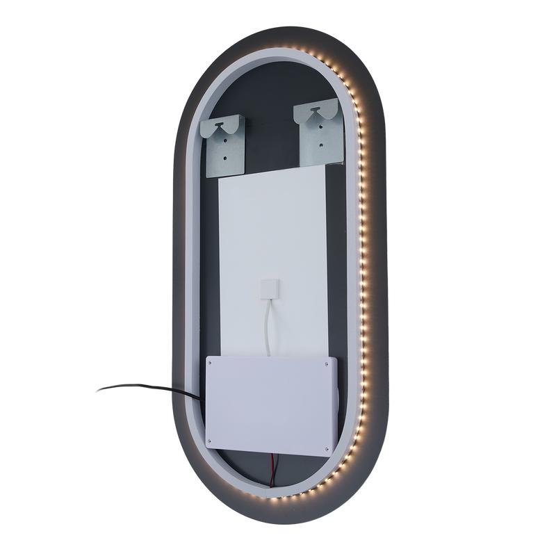 Oval bathroom mirror with LED lighting - lighting at back