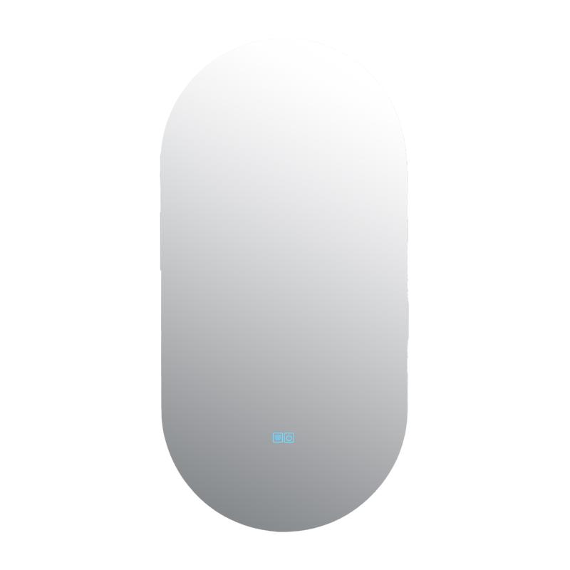 Oval bathroom mirror with LED lighting - switched on