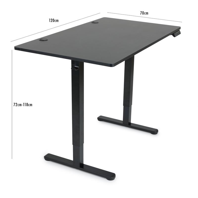 Electric height-adjustable sit/stand desk with dimensions