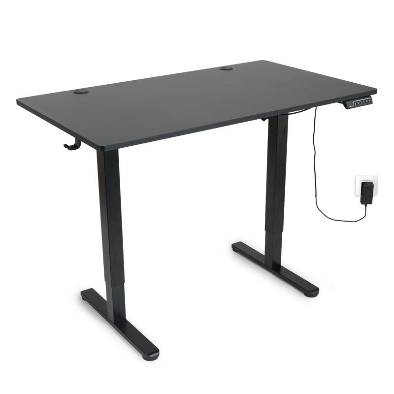 Electric height-adjustable sit/stand desk with plug