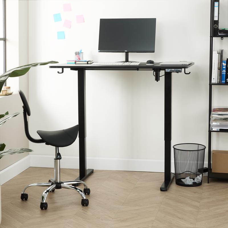 Electric height-adjustable sit/stand desk from black steel