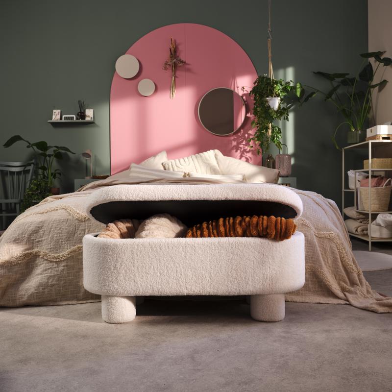 Teddy storage ottoman bench in bedroom