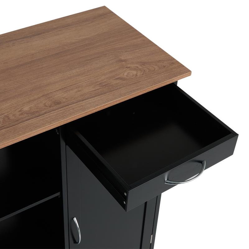 Kitchen trolley black on wheels - close-up of drawer