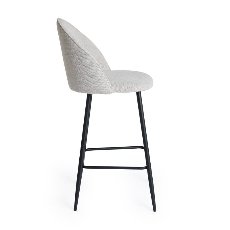 Chenille grey bar stool - side view left