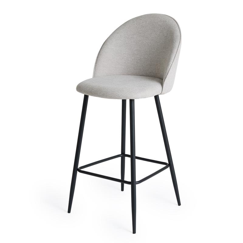 Chenille grey bar stool - side view