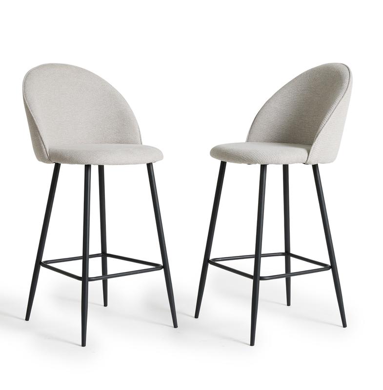 Barkruk Chenille – 2 stuks – grijs