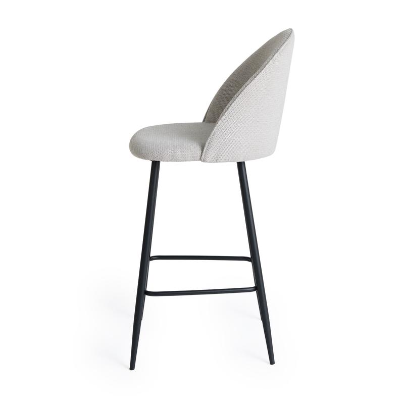 Chenille grey bar stool - side view right