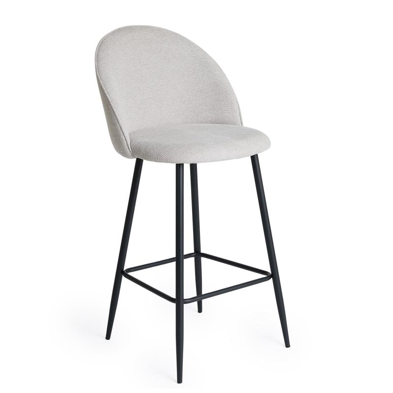 Chenille grey bar stool - 2-piece - grey