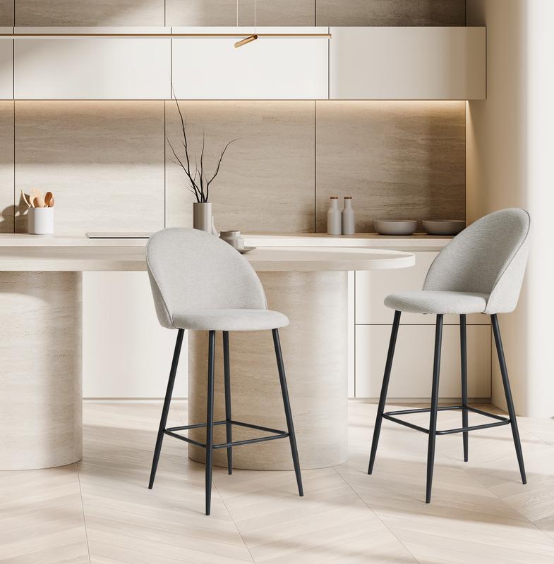 Chenille grey bar stools - in kitchen