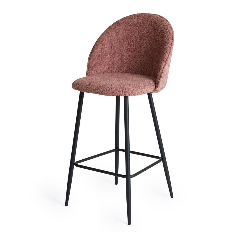 Bouclé bar chairs - set of 2 - Smokey Rose - angled view