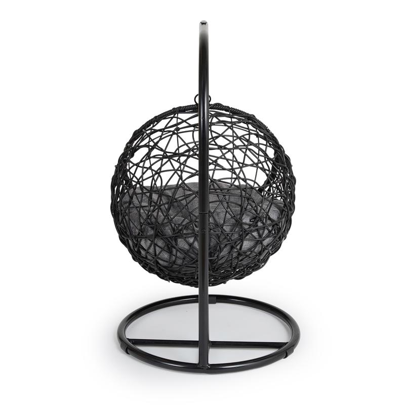 Hanging chair for cats – black / anthracite - back view
