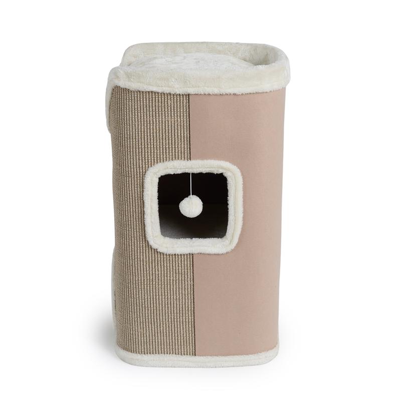 Luxury cat scratching barrel - beige - side view