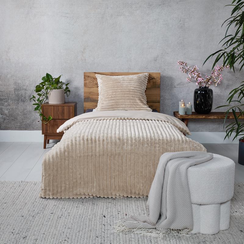 Teddy taupe ribbed duvet cover – 140 x 200/220 cm | Single