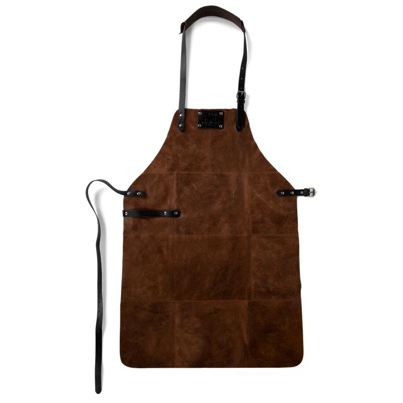 BBQ Apron made of real leather in the color cognac