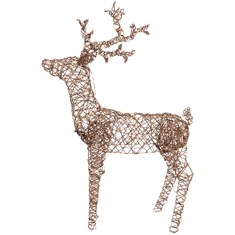 Rattan reindeer with LED lights - side view