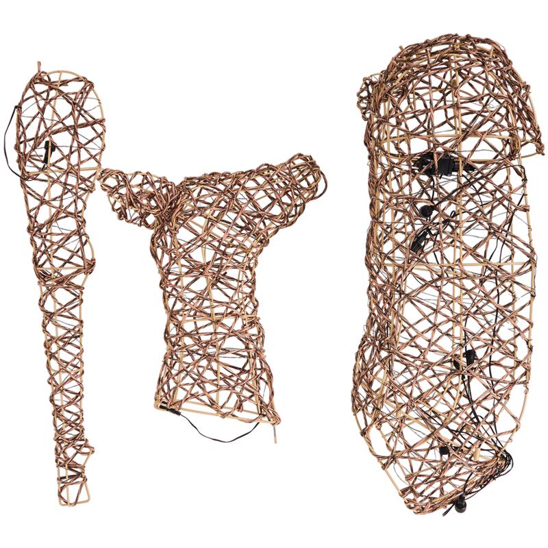 Rattan reindeer with LED lights - top of body