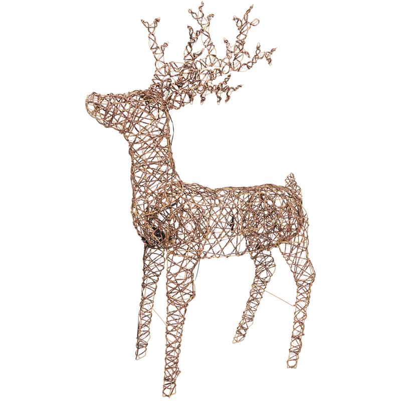 Rattan reindeer with LED lights - switched off