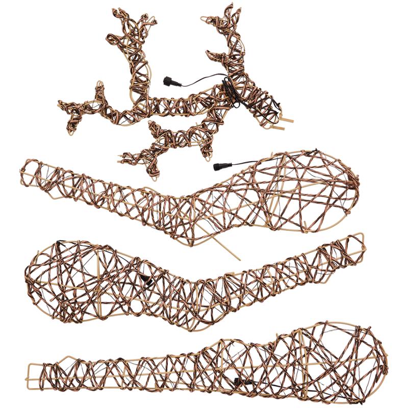 Rattan reindeer with LED lights - different parts