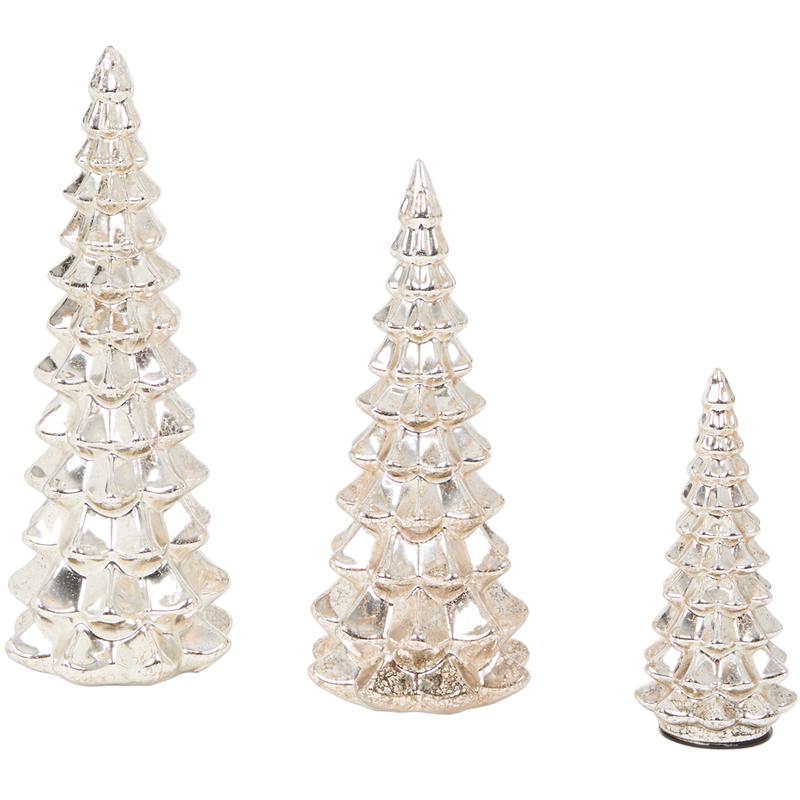 Glass Christmas tree set with LED lights in size S, M and L