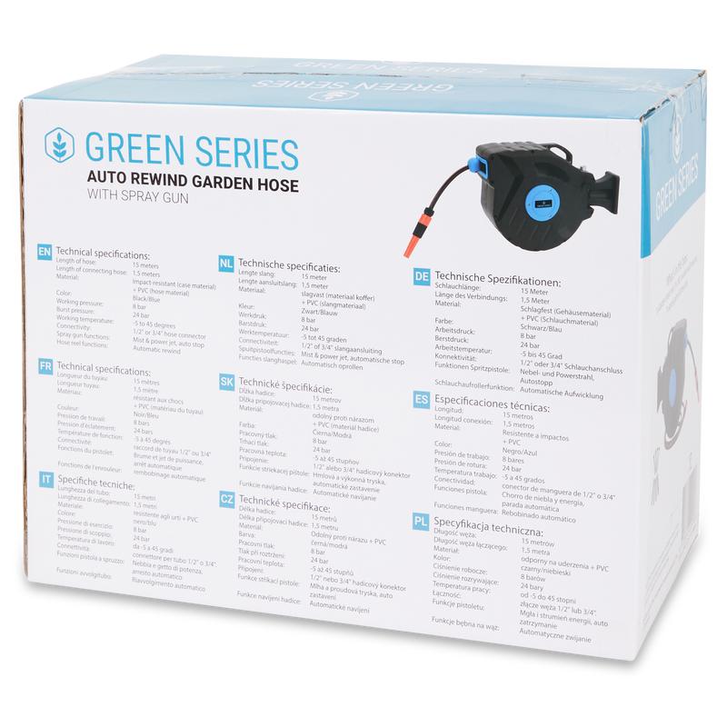Packaging back of the garden hose with wall reel