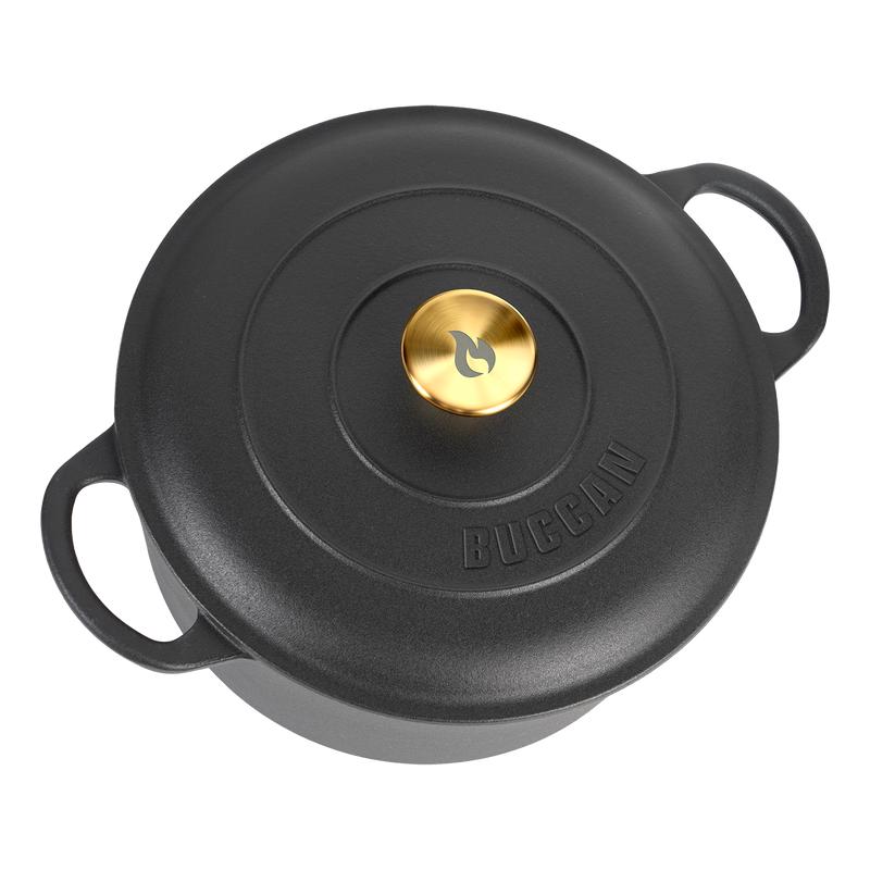 Cast iron casserole with lid - top view