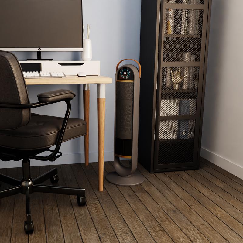 Sinji Flame Tower Heater in an office