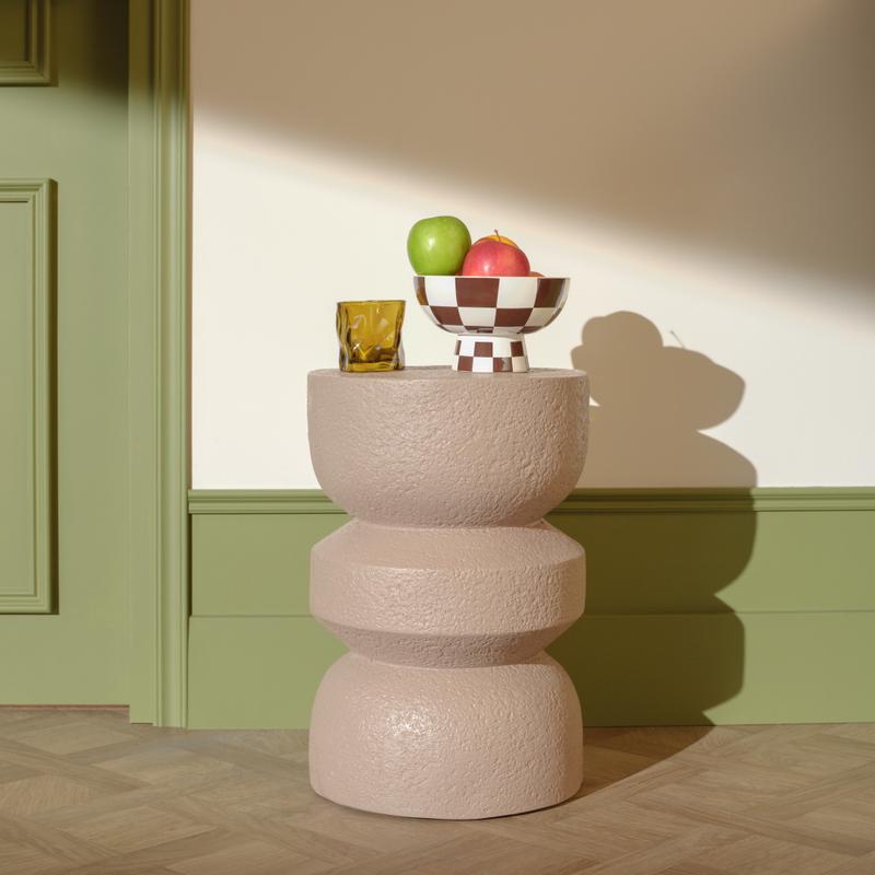 MgO side table - taupe - in living room