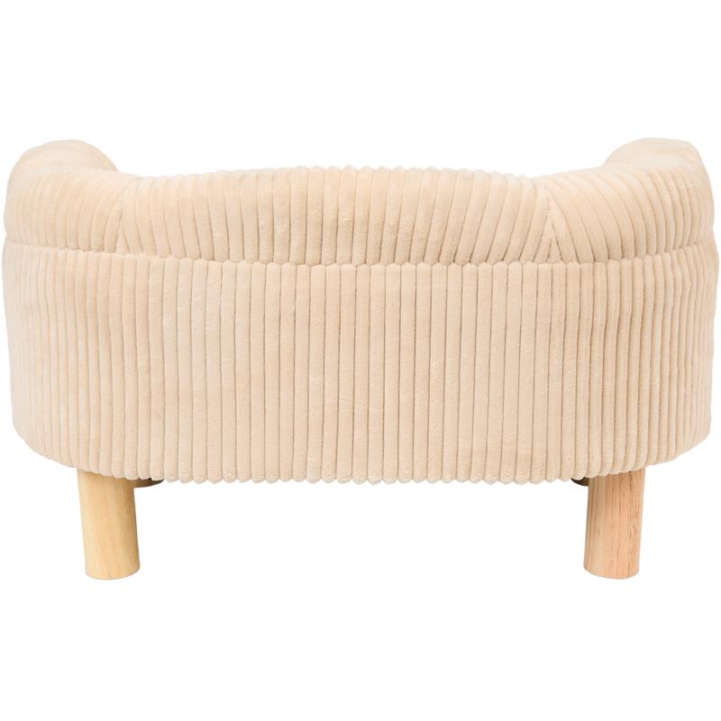 Teddy rib pet sofa – taupe – back view